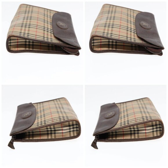 Burberrys Nova Check Clutch Bag Canvas Leather Beige Brown Auth 89716 - Picture 16 of 16